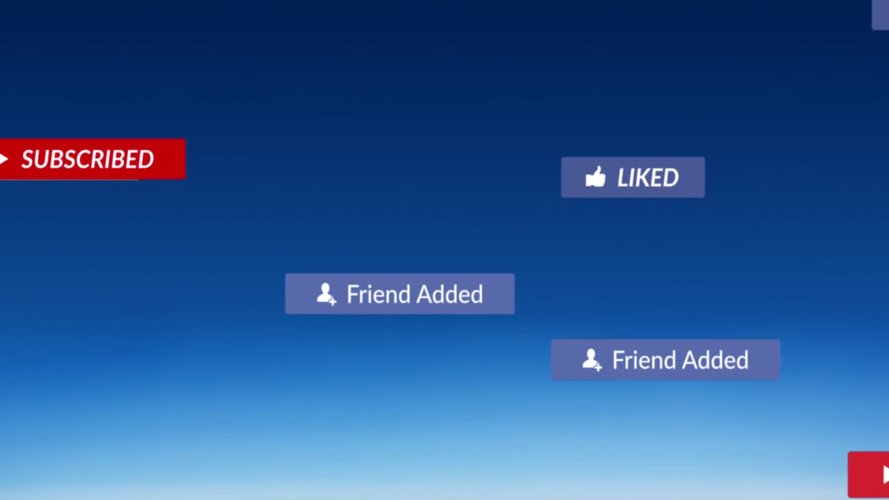 Animace textu ze sociálních sítí na bannerech na modrém pozadí