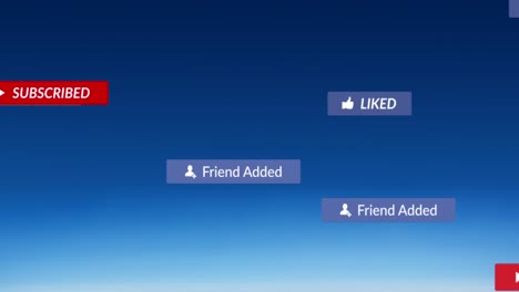 animación del texto de las redes sociales en banners sobre fondo azul