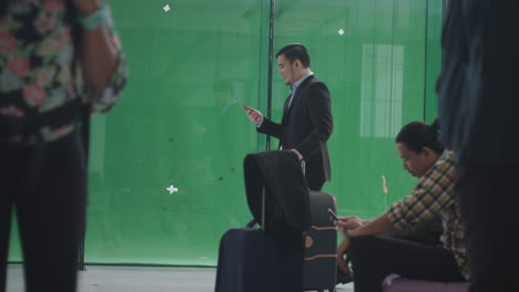 green screen of business man using his phone while walking 4k