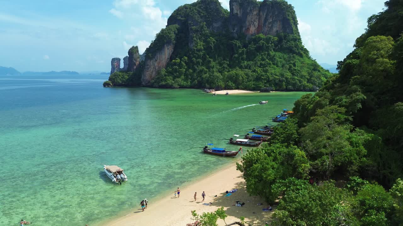 Pak Bia Island small scenic tourist destination in Krabi, Thailand aerial drone