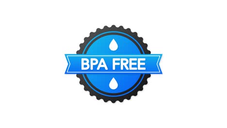 bpa free blue rubber stamp with blue ribbon on white background. realistic object. motion graphics.