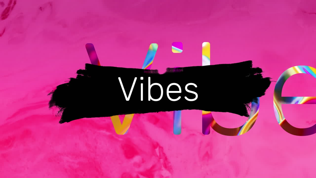 Animation of vibes text over pink background