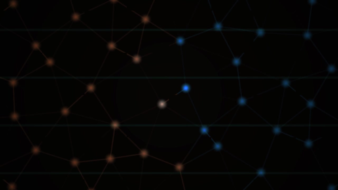 Abstract Digital Network Connection with Pulsing Nodes and Lines