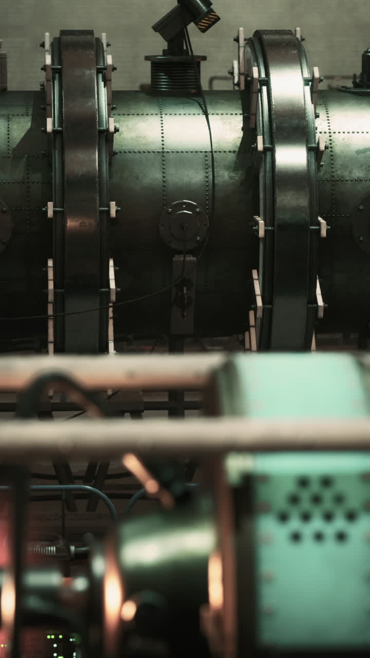 primer plano de una máquina industrial grande y compleja