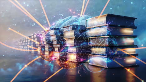 knowledge and intelligence: brain with books