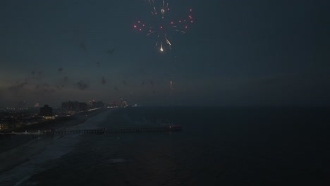 July-4th-fireworks-in-Ventnor-City,-NJ-shot-off-from-the-Ventnor-Pier