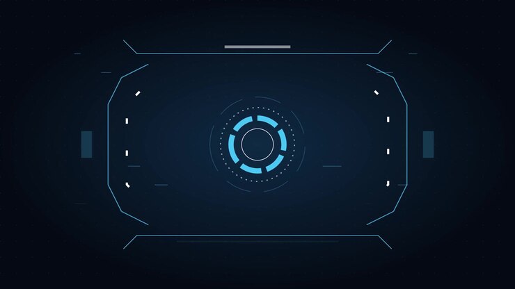 Futuristic Digital HUD Interface with Rotating Circular Elements