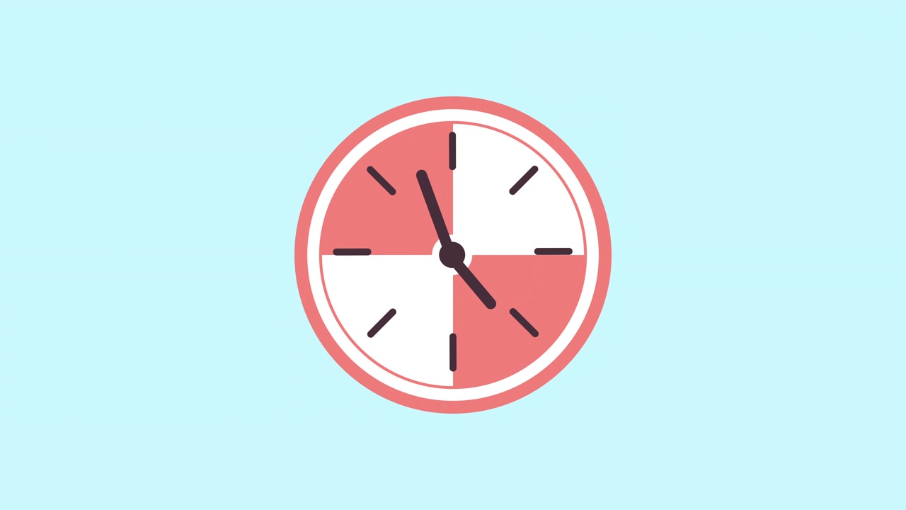 Cadran d'horloge animé avec compte à rebours sur fond bleu clair