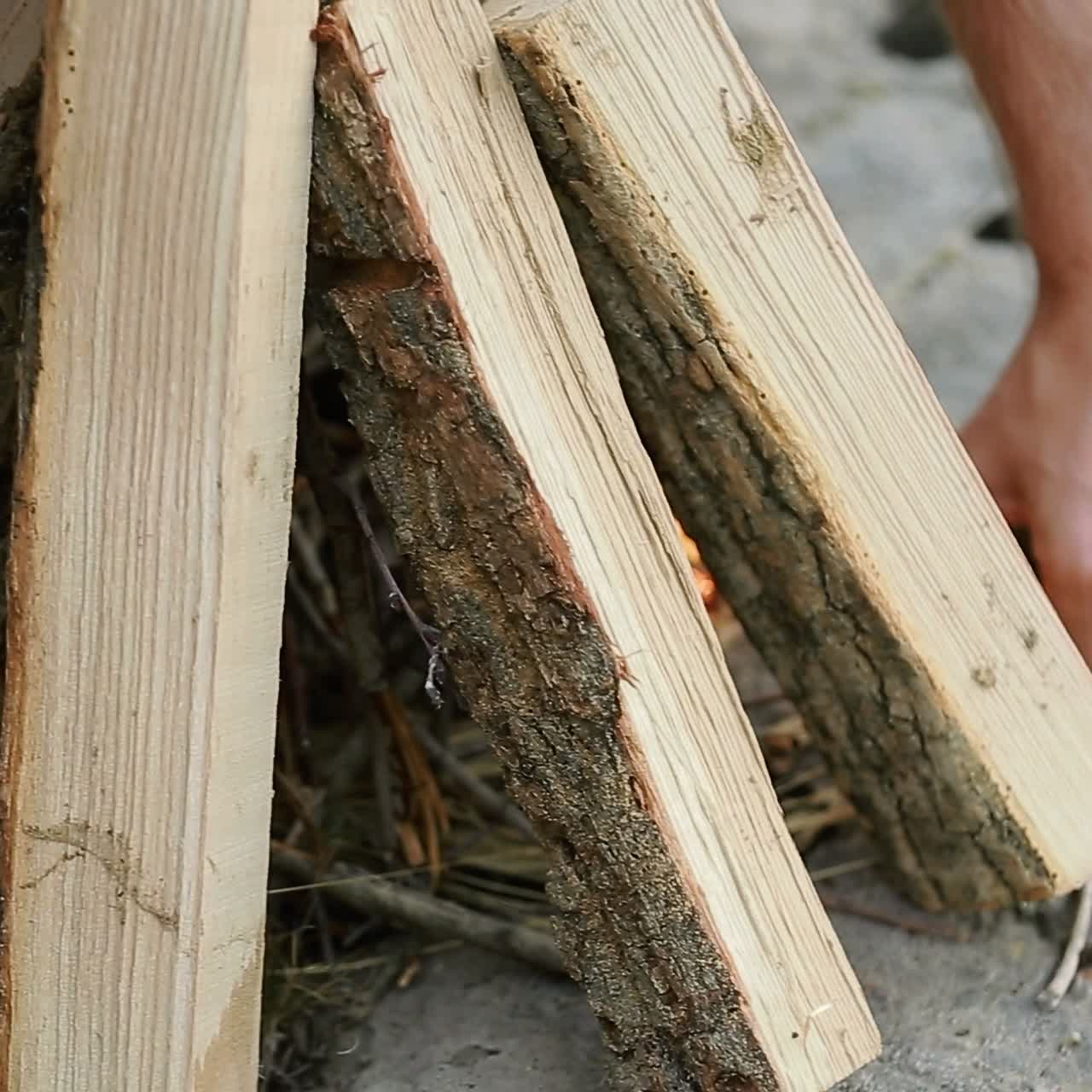 Make The Fire In Nature. Traditional way of making food in nature