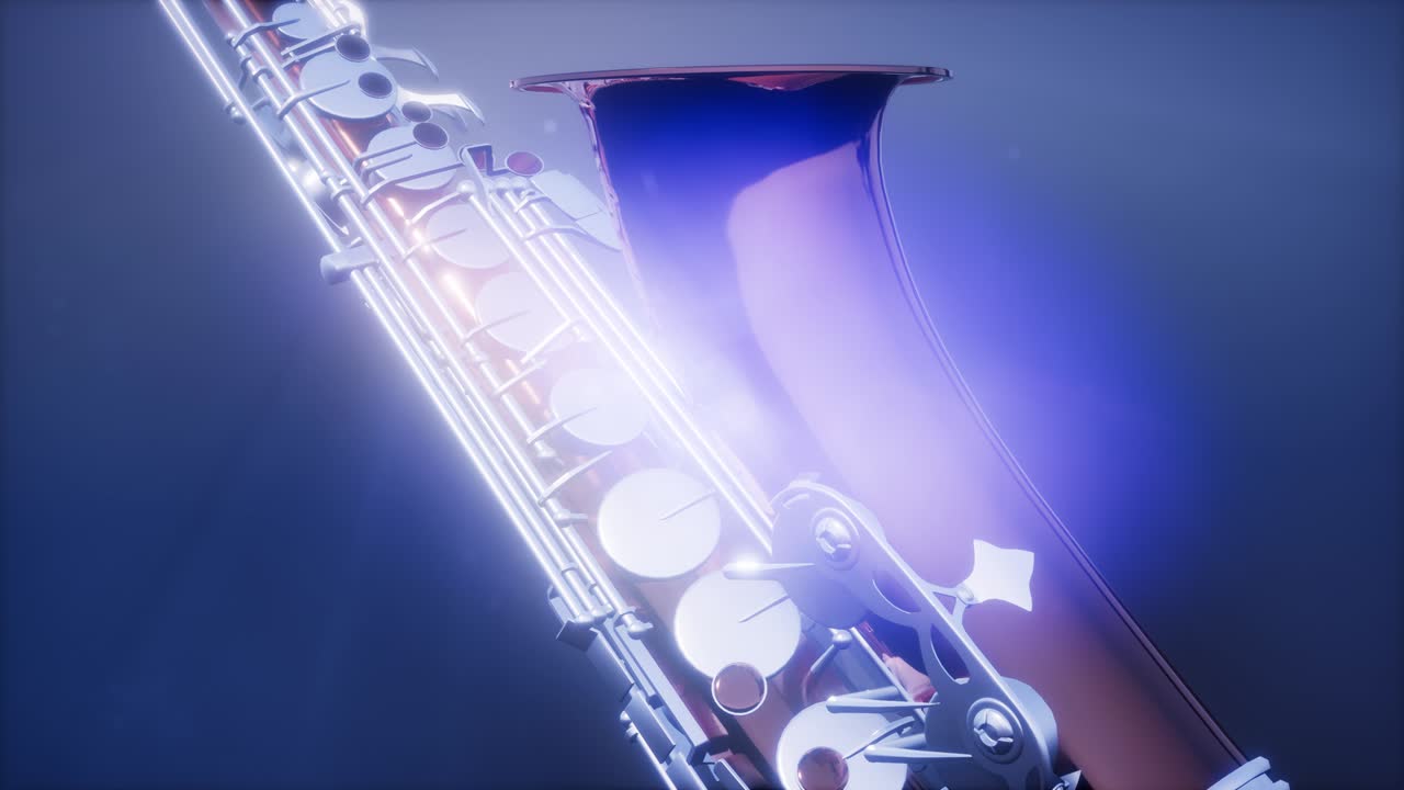 빛과 함께 파란색 배경에 황금 테너 색소폰