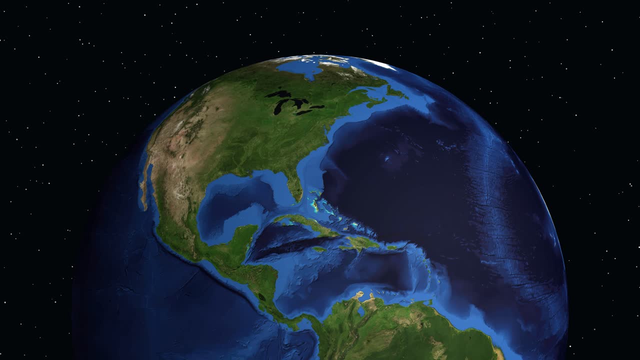 Un globo digitale ruota e si ingrandisce sul Nord America, individuando Lubbock, Texas, con informazioni demografiche.
