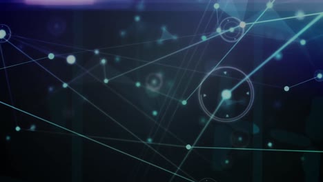 Animation of glowing network of connections against blue background