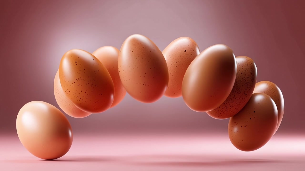 Brown Eggs Forming a Delicate Arch on a Pink Surface