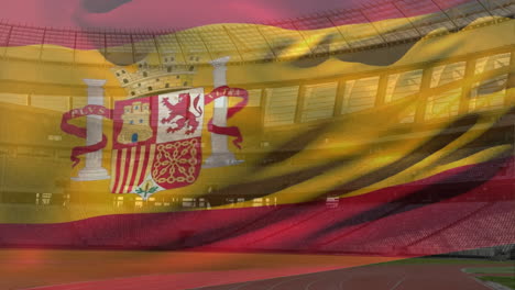 Animación-De-La-Bandera-De-España-Ondeando-Sobre-El-Estadio.