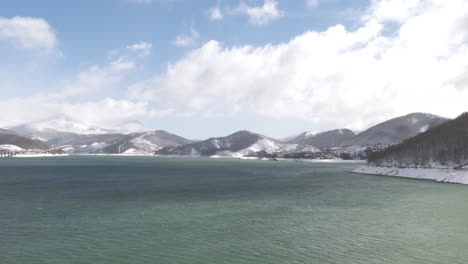 snowy mountain lake scenery
