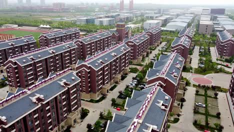 aerial view - typical gingerbread houses in urbanized residential complex in nanhai new district, china