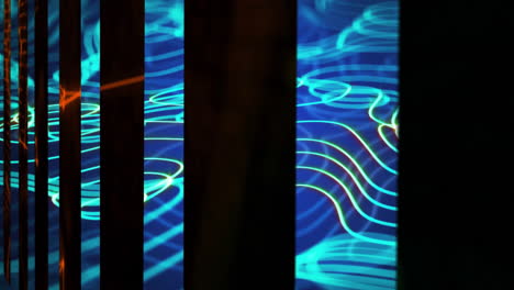 animation of data processing over blue glowing lines on dark background