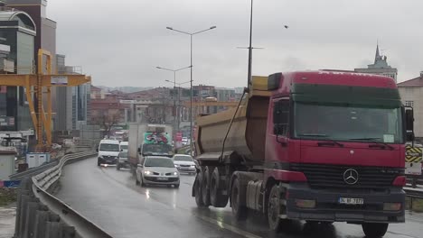 city street traffic on a rainy day