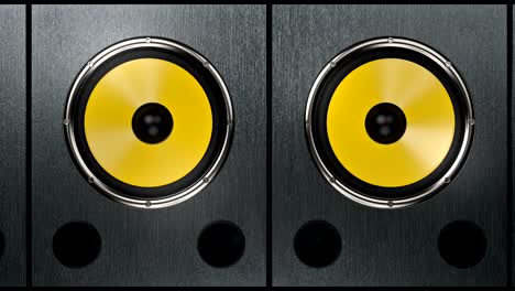 camera showing audio speakers playing modern rhythmic music 90bpm seamless loop