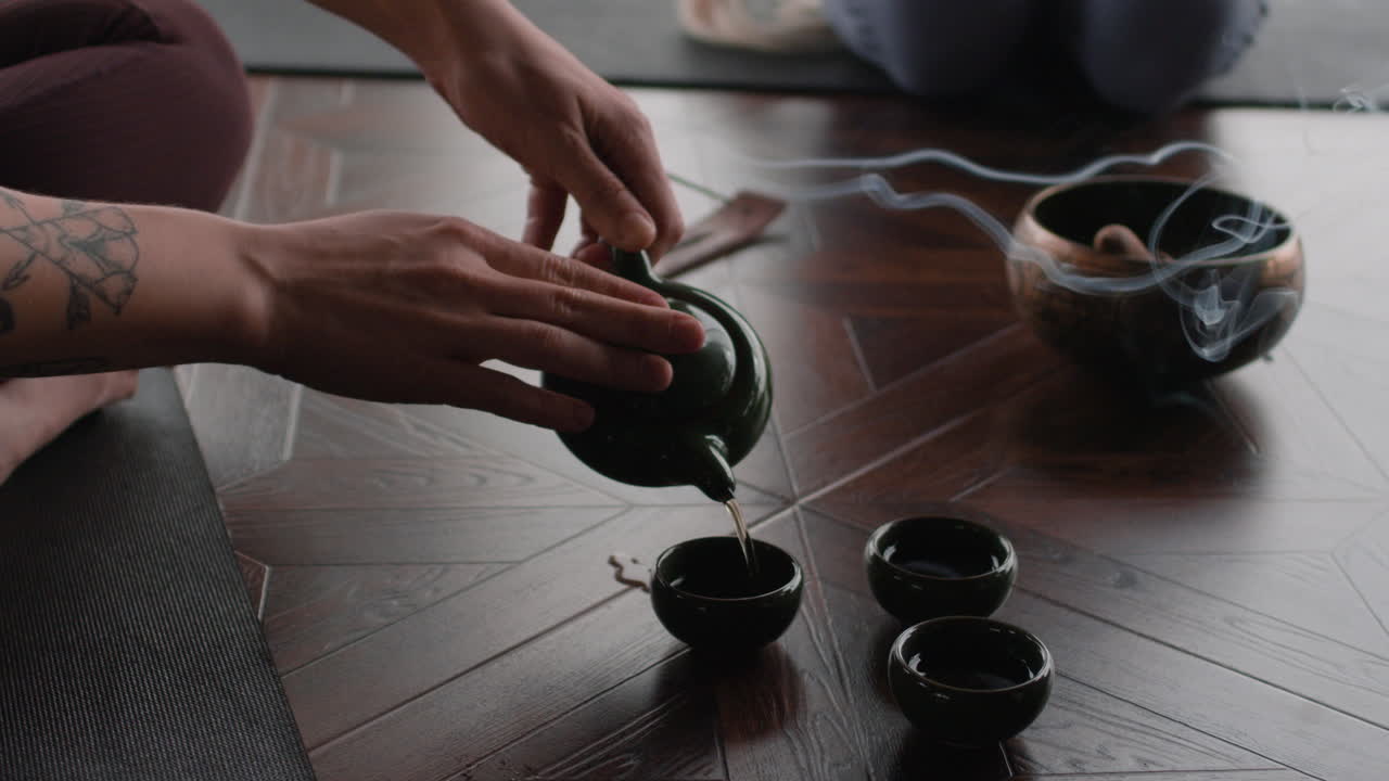 Tea Ceremony in a Yoga Session