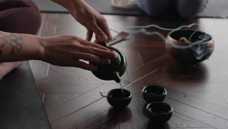 Tea Ceremony in a Yoga Session