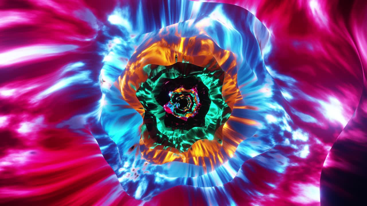 animación de bucle vj de movimiento hacia un túnel de neón multicolor