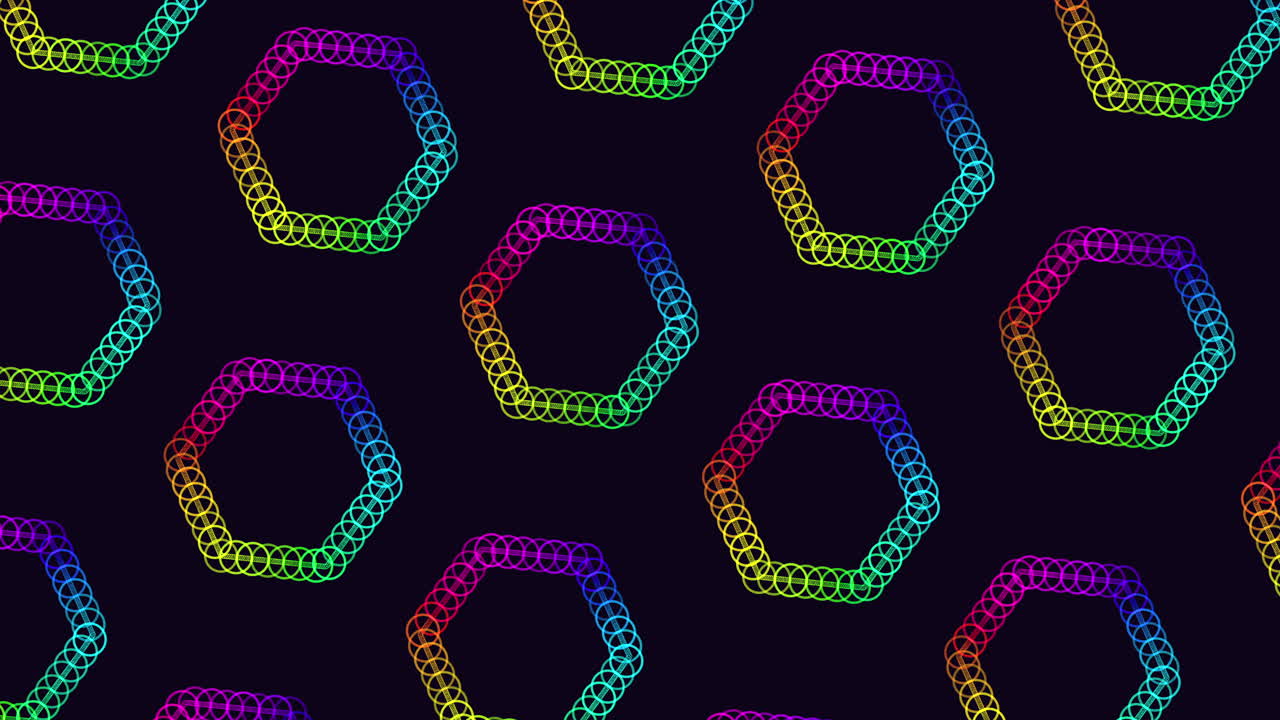 patrón hexagonal triangular vibrante sobre un fondo negro