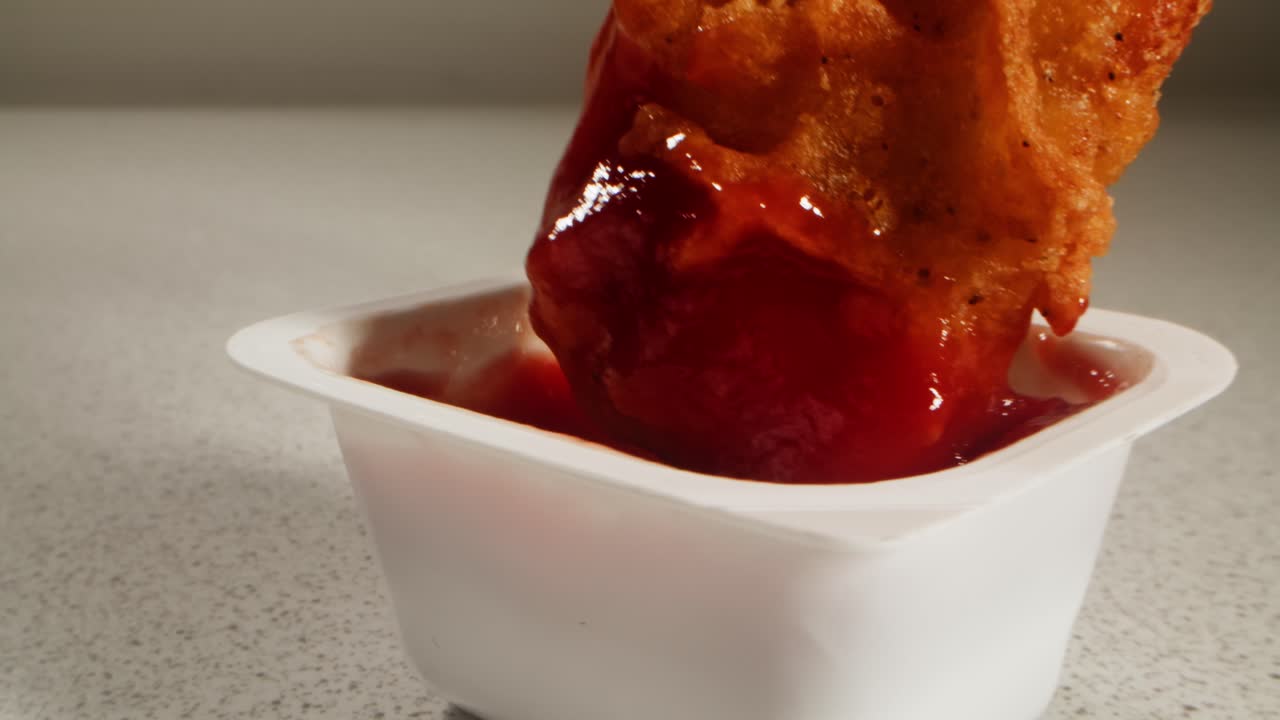 Kyllingnuggets dyppet i ketchup