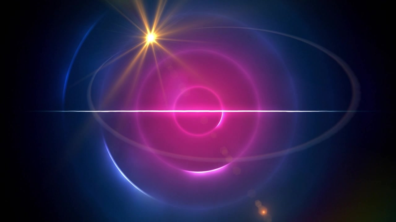 Animation of light and wave over blue and pink circles moving on black background