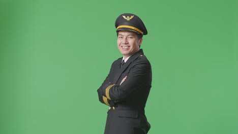 pilot portrait on green screen