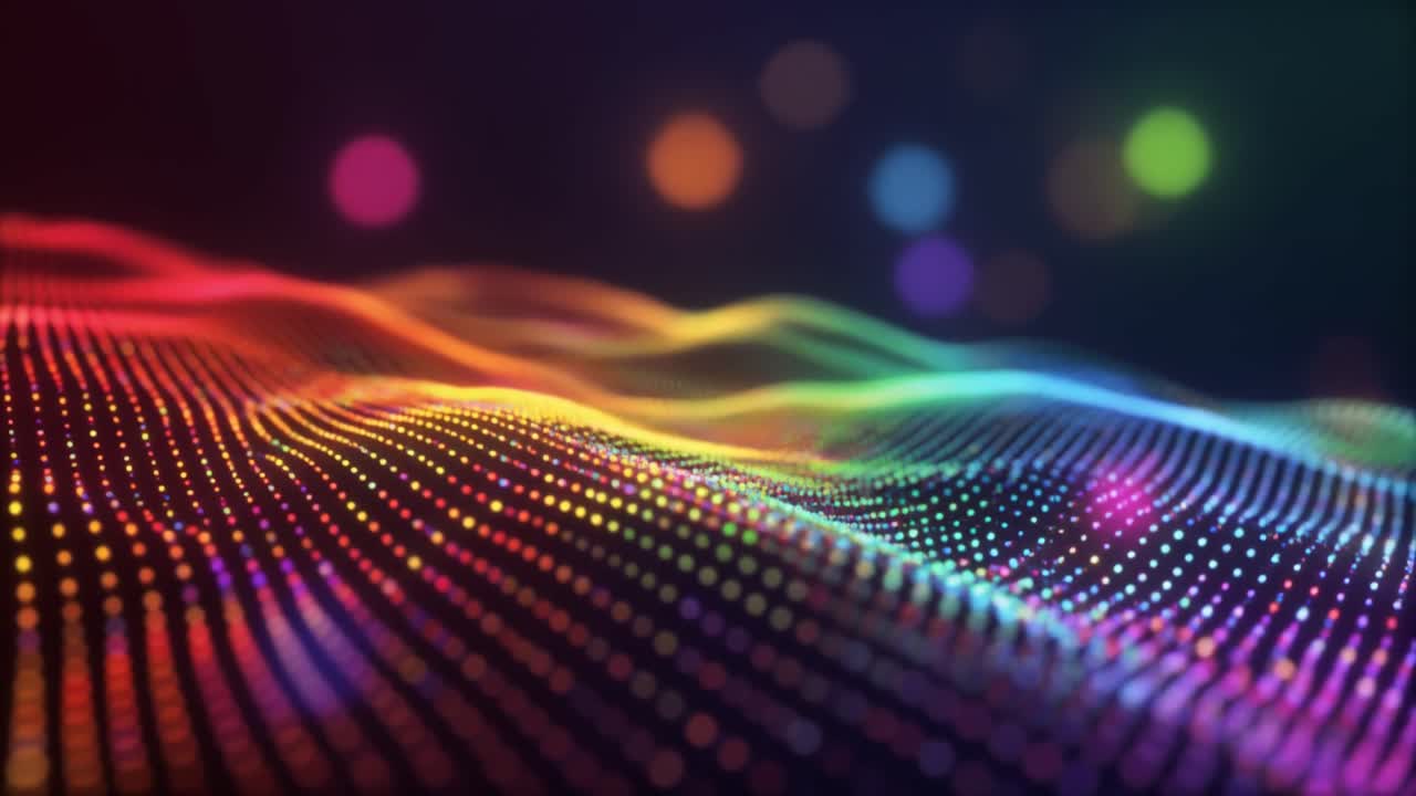 Dynamic Abstract Wave of Colorful Glowing Particles