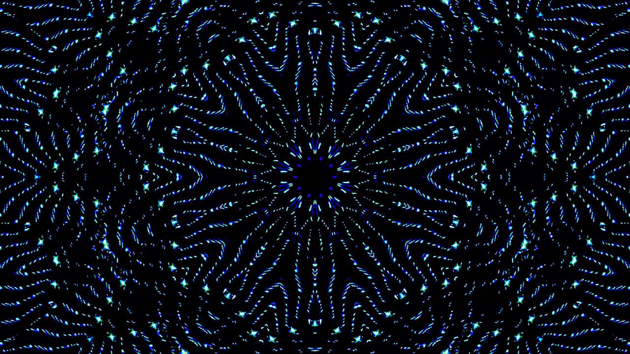 light wave abstract dots set blue color kaleidoscope black background