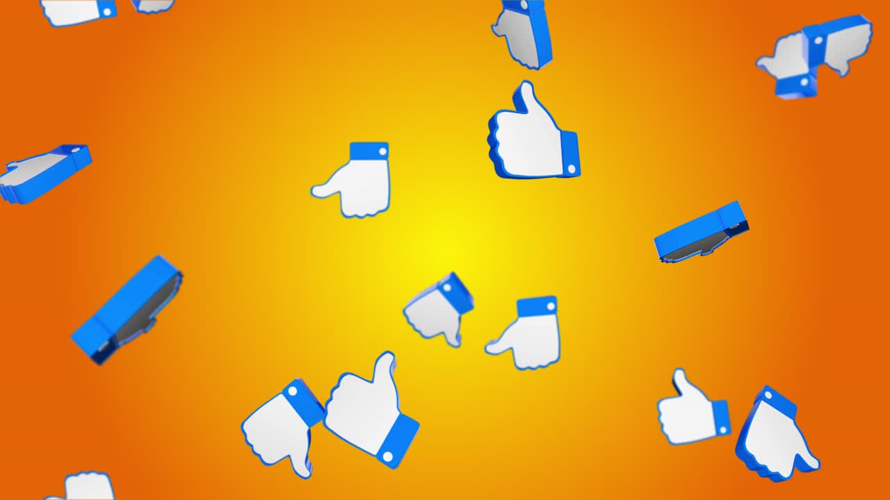 3d social media like buttons floating and rotating lopp social networking like gesture positive or
