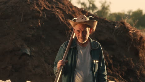 senior farmer at work