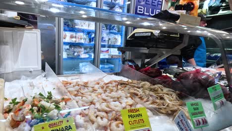 fresh seafood on display in melbourne market