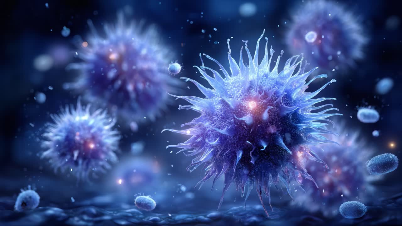 A Stunning Visual Representation of Microscopic Organisms in a Dark Environment, Showcasing the Intricate Structures and Vibrant Colors of Unseen Life Forms