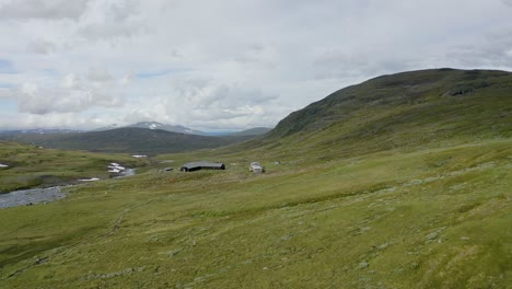 base camp in a green valley