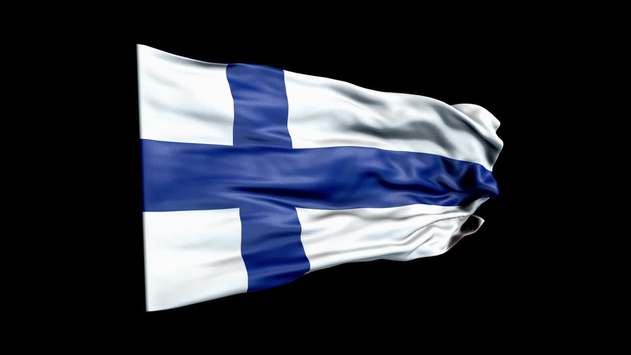 핀란드 발을 흔들고 있는 현실적인 3d 애니메이션 핀란드의 국기 4k 핀란드 국기 원활한 루프 애니메이션