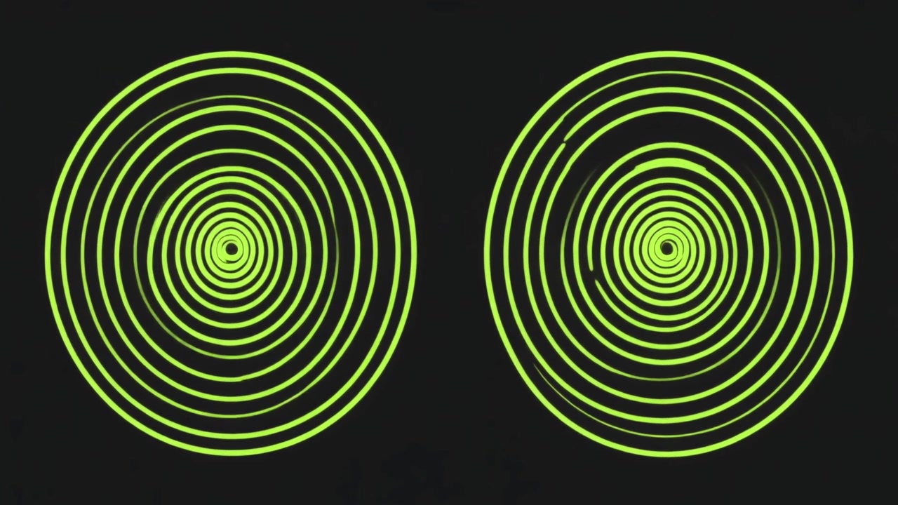 Abstract Animation of Expanding Concentric Neon Green Circles