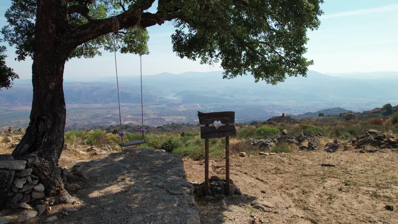 Balanço de árvore no topo da montanha.
