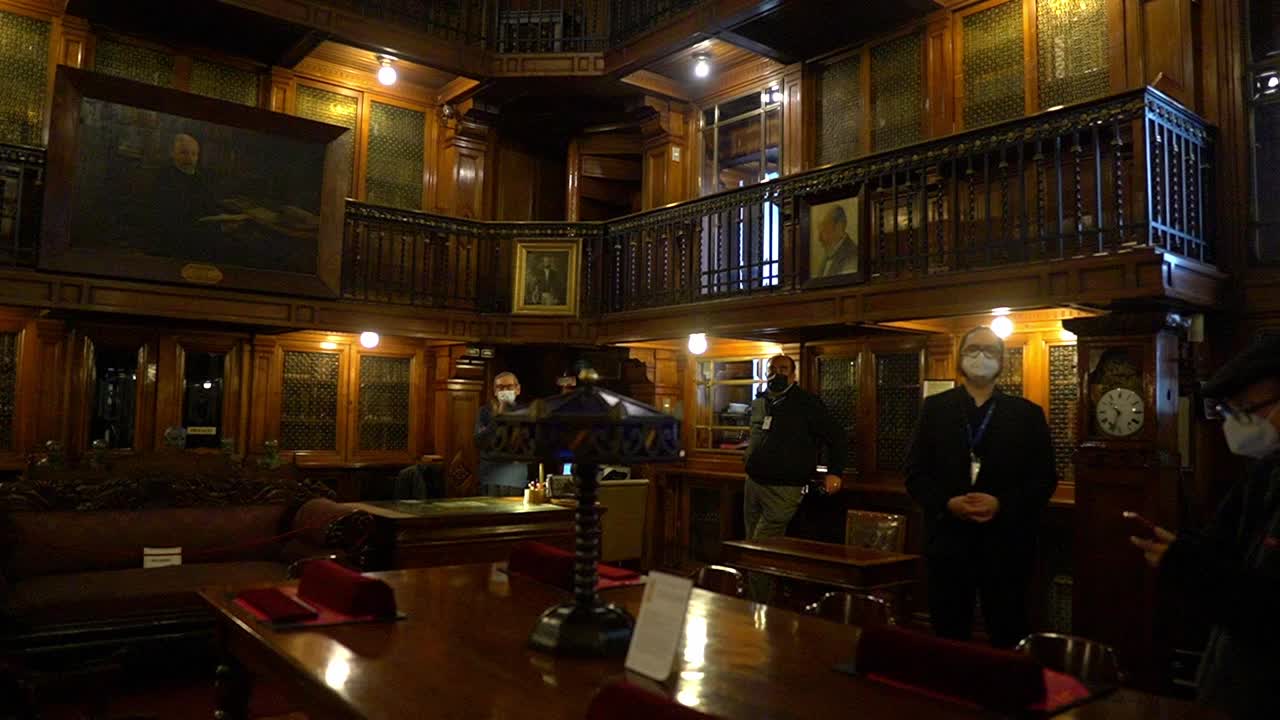 Panoramic view of the Jose Toribio Medina room, National Library of Chile, Heritage Day, Santiago, Chile.