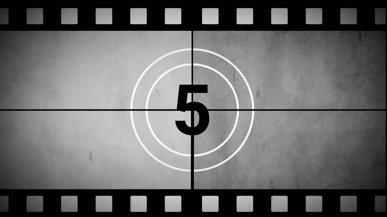Vintage Film Countdown from Ten to Zero with Film Strip