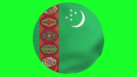 bandera redonda de turkmenistán ondeando en el aire animación 4k uhd