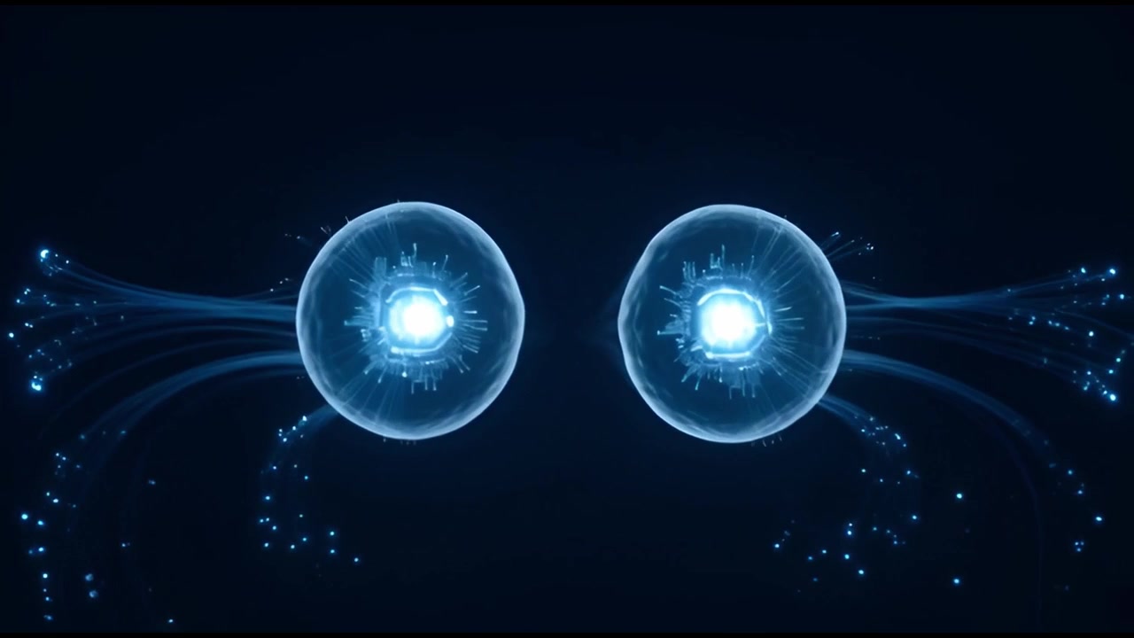 Nucleo AI Futuristico che si Divide e si Connette