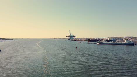 ships dock at port of gothenburg in sweden