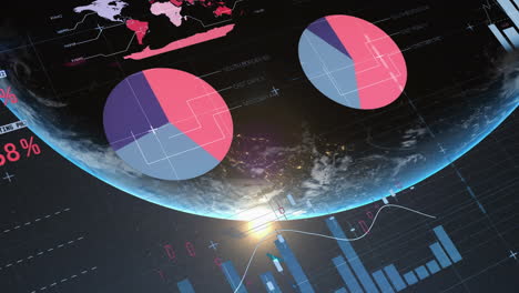 Animation-of-data-processing-and-statistics-over-globe