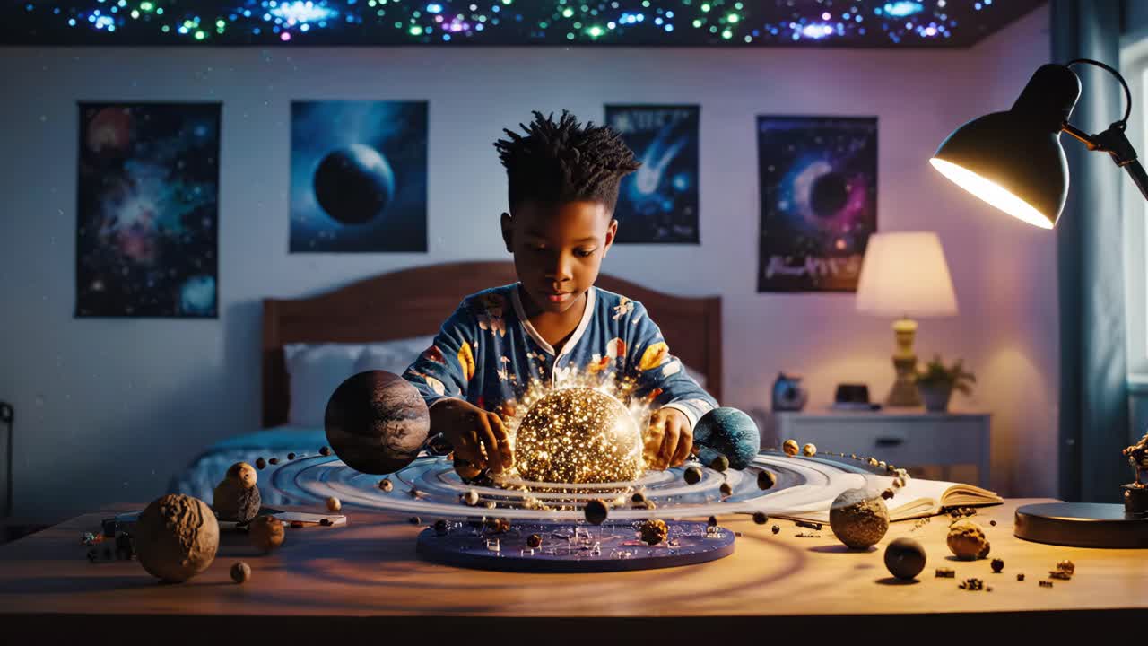 A Child's Cosmic Dreams: Exploring Planets in Imagination
