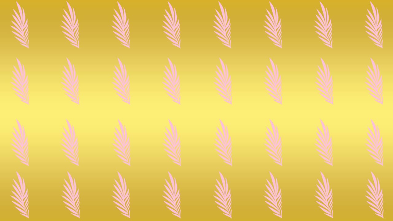 노란색 배경 위에 여러 개의 분홍색 식물의 애니메이션