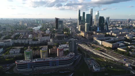 view from the height to the modern business center moscow-city