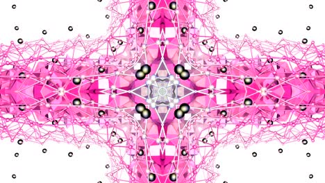 fondo abstracto geométrico rojo bajo como un efecto de vidriera o caleidoscopio en movimiento en 4k. animación 3d de bucle, imágenes sin costuras en el popular estilo bajo de poli. v1